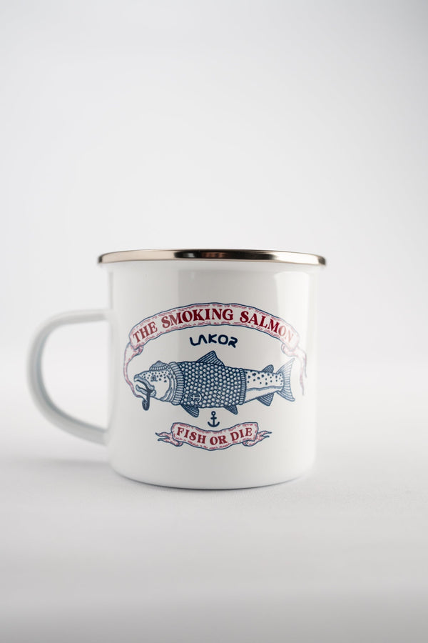 The Smoking Salmon Enamel Mug