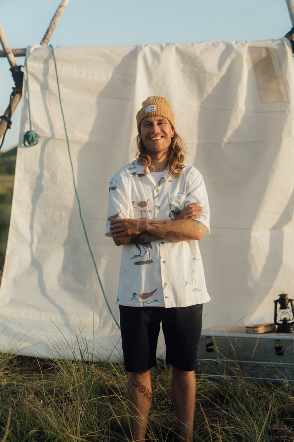 Skating Birds Short Sleeve Shirt (Star White)